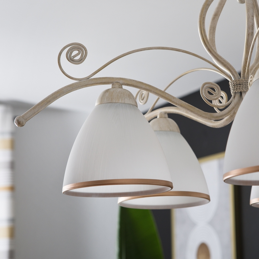 Brilagi - LED-Kronleuchter an Kette ANTICO 5xE27/60W/230V 3000K weiße Patina