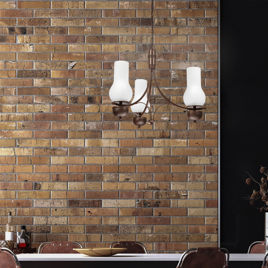 BRILAGI - LED-Kronleuchter an Kette COTTAGE 3xE14/40W/230V Buche/braun/weiß