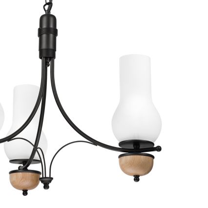 Brilagi - LED-Kronleuchter an Kette COTTAGE 3xE14/40W/230V Eiche/Schwarz/Weiß