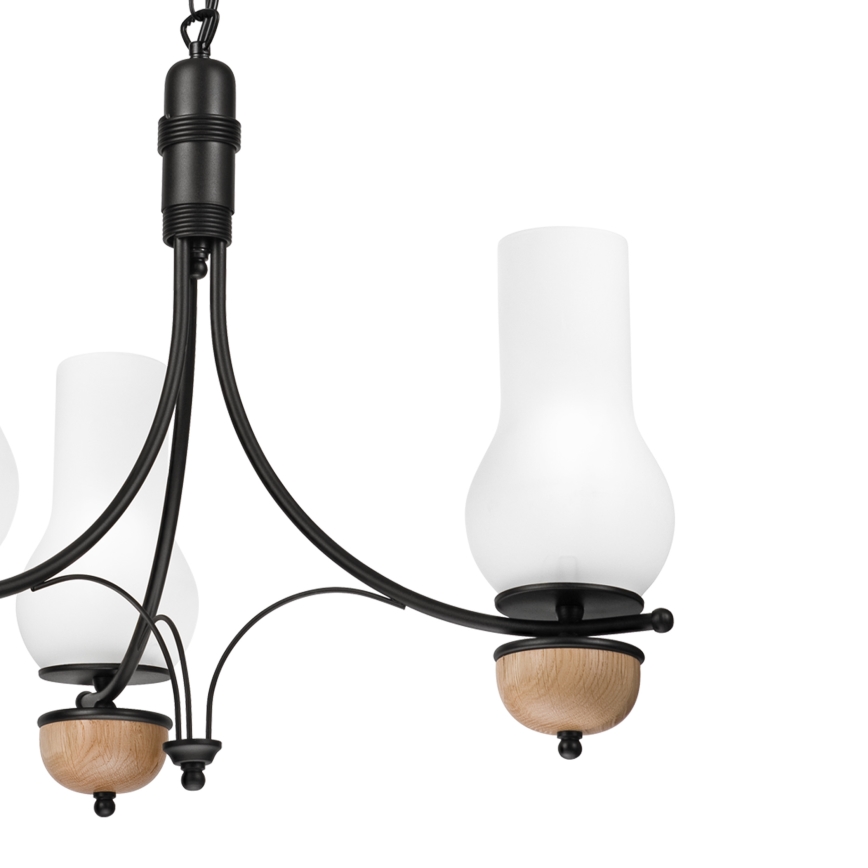 Brilagi - LED-Kronleuchter an Kette COTTAGE 3xE14/40W/230V Eiche/Schwarz/Weiß