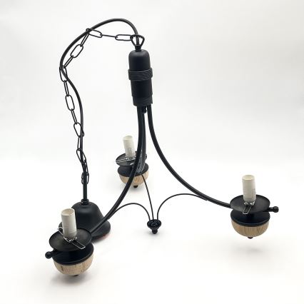 Brilagi - LED-Kronleuchter an Kette COTTAGE 3xE14/40W/230V Eiche/Schwarz/Weiß