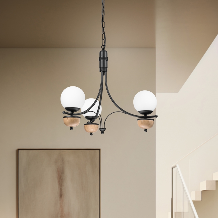 Brilagi - LED-Kronleuchter mit Kette COTTAGE 3xG9/40W/230V Eiche/Weiß
