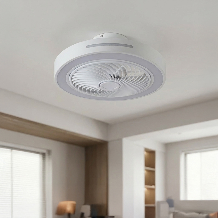 Brilagi - LED-dimmbare Deckenleuchte mit Ventilator, LED/38 W/230 V, 3000–6500 K, Ø 46 cm, Weiß + Fernbedienung