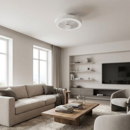 Brilagi - LED-dimmbare Deckenleuchte mit Ventilator, LED/38 W/230 V, 3000–6500 K, Ø 46 cm, Weiß + Fernbedienung