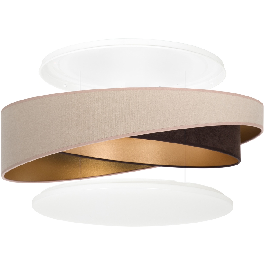 BRILAGI - Dimmbare LED-Deckenleuchte VELVET TWIST LED/36W/230V 3000-6000K Ø 65 cm Wi-Fi Tuya Beacon beige/braun/gold + Fernbedienung
