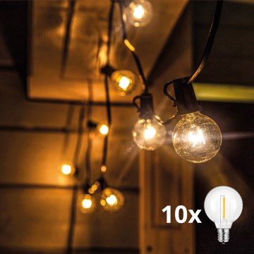 Brilagi - LED Lichterkette für den Außenbereich GIRLANDA 10xE12/0,6W/24V 8m schwarz IP44 warmweiß