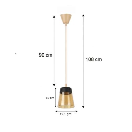 Brilagi - LED-Pendelleuchte am Kabel RETRO GLASS 1x E27/60W/230V Ø 15,5 cm beige/rauchfarben, beige/schwarz