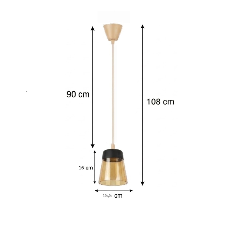 Brilagi - LED-Pendelleuchte am Kabel RETRO GLASS 1x E27/60W/230V Ø 15,5 cm beige/rauchfarben, beige/schwarz