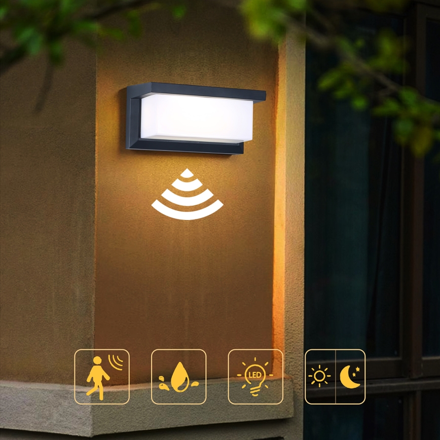 Brilagi - LED-Outdoor-Wandleuchte mit Sensor BRICKY LED/12W/230V anthrazit IP54