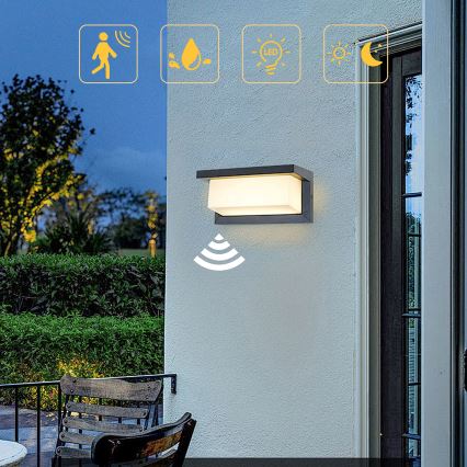 Brilagi - LED-Outdoor-Wandleuchte mit Sensor BRICKY LED/12W/230V anthrazit IP54