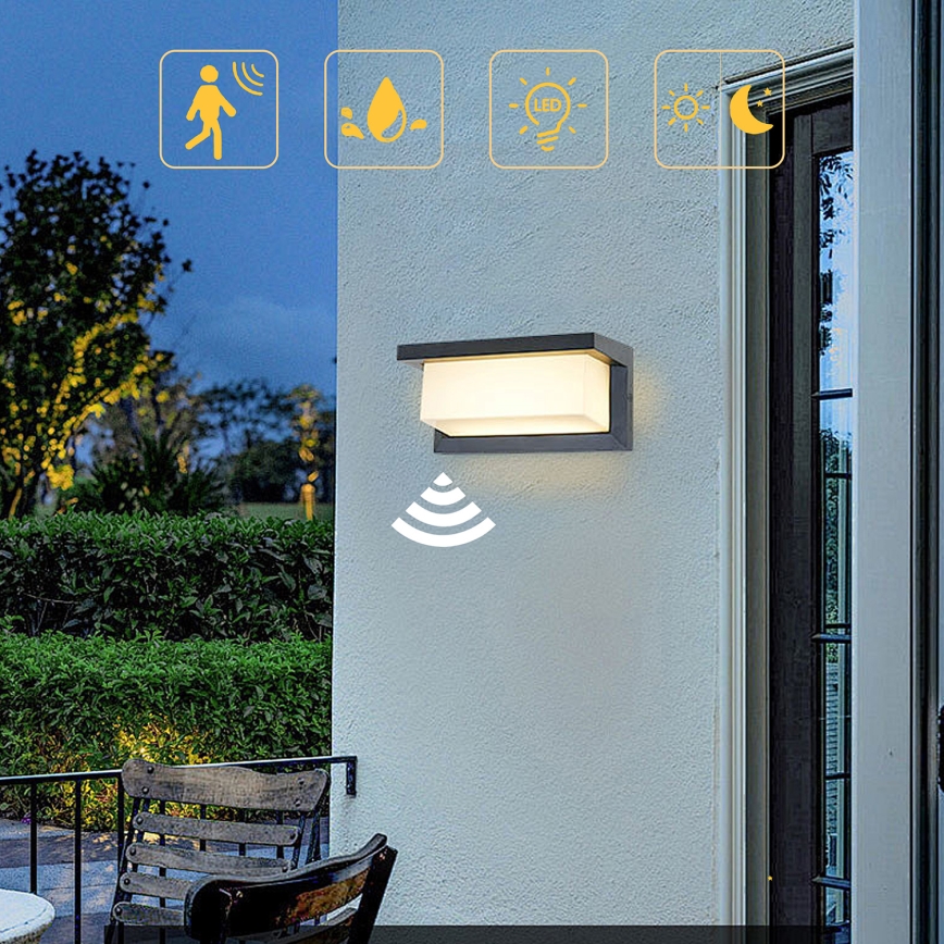 Brilagi - LED-Outdoor-Wandleuchte mit Sensor BRICKY LED/12W/230V anthrazit IP54