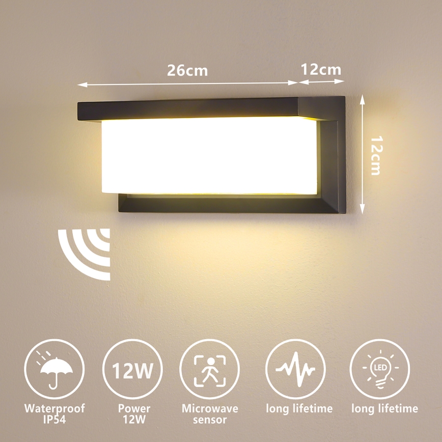 Brilagi - LED-Outdoor-Wandleuchte mit Sensor BRICKY LED/12W/230V anthrazit IP54
