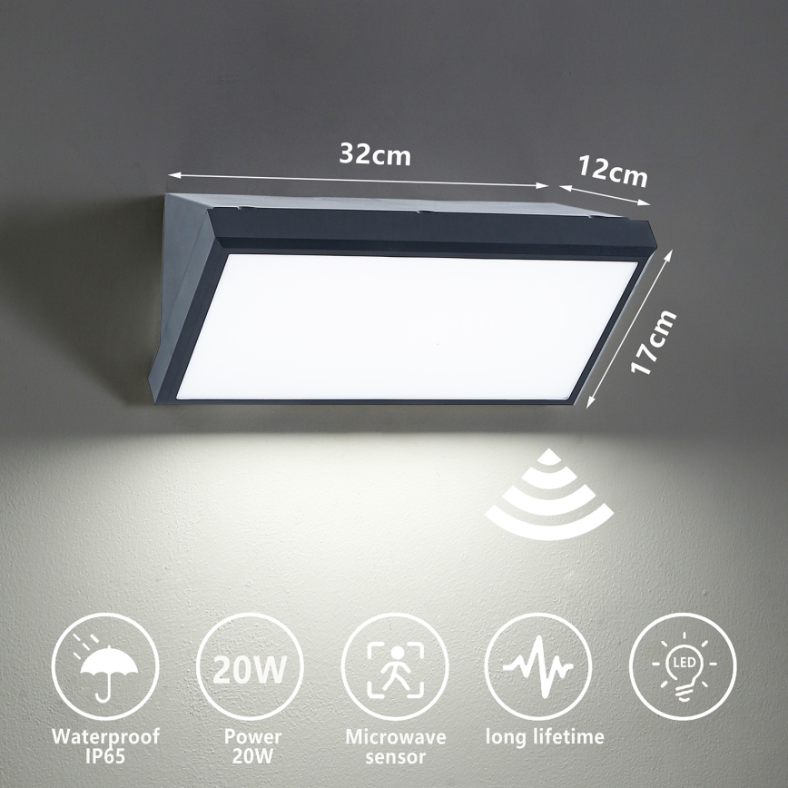 Brilagi - LED-Outdoor-Wandleuchte mit Sensor TRIANGLE LED/20W/230V IP65