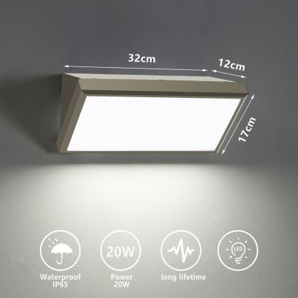 Brilagi - LED-Outdoor-Wandleuchte TRIANGLE LED/20W/230V grau IP65