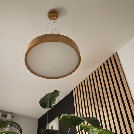 Brilagi - LED-Pendelleuchte an Drahtseil CARVALHO 3xE27/15W/230V Eiche Ø 47,5 cm