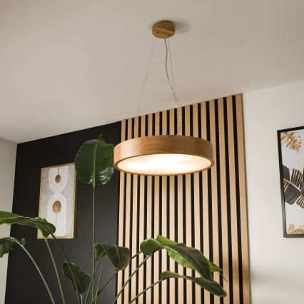 Brilagi - LED-Pendelleuchte an Drahtseil CARVALHO 3xE27/15W/230V Eiche Ø 47,5 cm