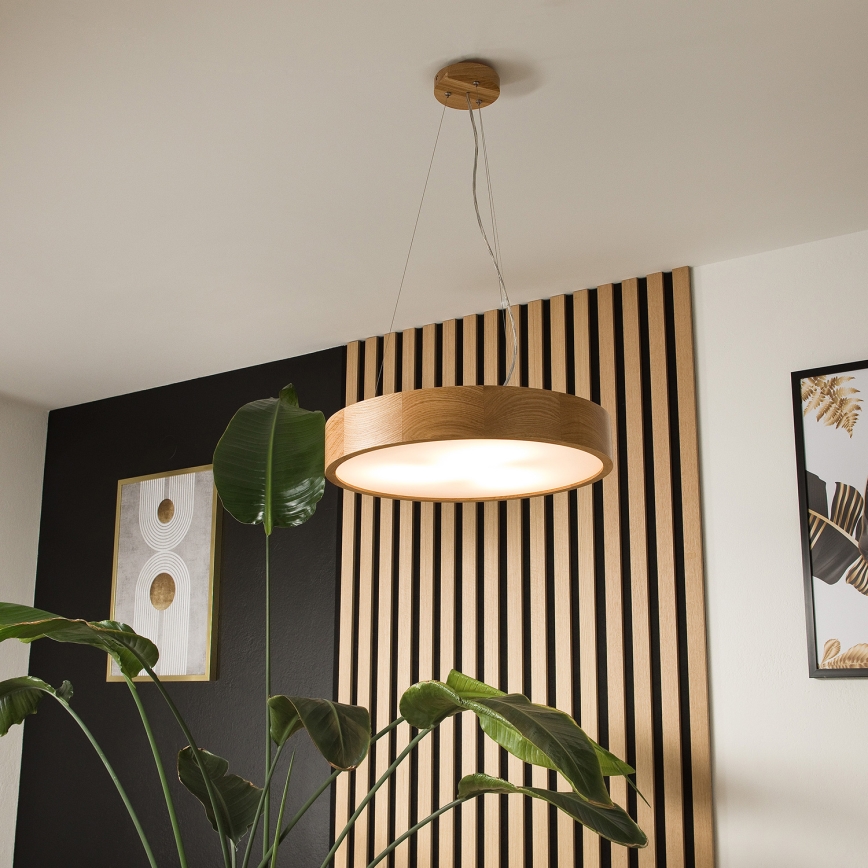 Brilagi - LED-Pendelleuchte an Drahtseil CARVALHO 3xE27/15W/230V Eiche Ø 47,5 cm