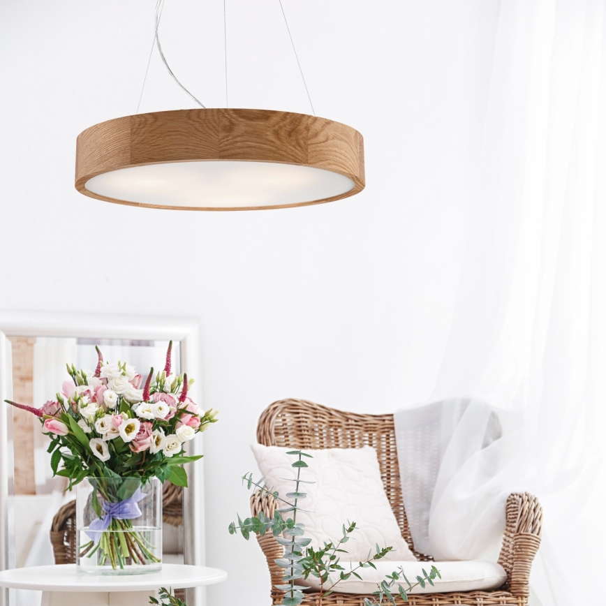 Brilagi - LED-Pendelleuchte an Drahtseil CARVALHO 3xE27/15W/230V Eiche Ø 47,5 cm