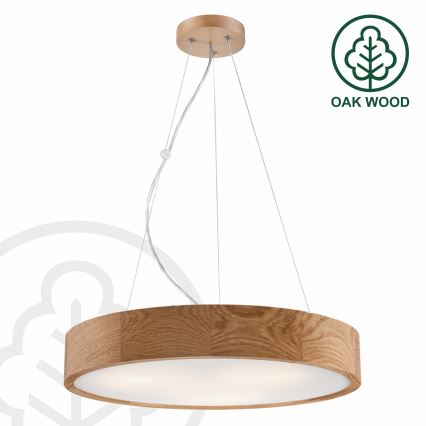 Brilagi - LED-Pendelleuchte an Drahtseil CARVALHO 3xE27/15W/230V Eiche Ø 47,5 cm