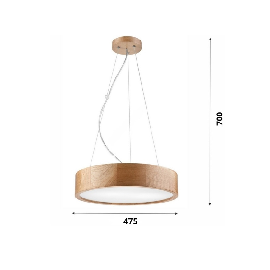 Brilagi - LED-Pendelleuchte an Drahtseil CARVALHO 3xE27/15W/230V Eiche Ø 47,5 cm