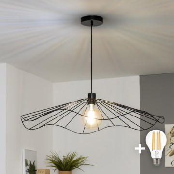 Brilagi - LED-Pendelleuchte an Drahtseil CERIA WIRE 1xE27/40W/230V Ø 80 cm schwarz