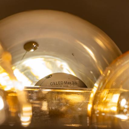 Brilagi - LED-Pendelleuchte an Drahtseil MILLA 15xG9/3W/230V schwarz-chrom/goldfarben