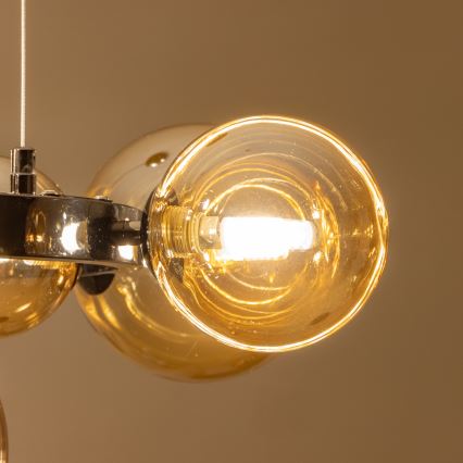 Brilagi - LED-Pendelleuchte an Drahtseil MILLA 15xG9/3W/230V schwarz-chrom/goldfarben