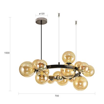 Brilagi - LED-Pendelleuchte an Drahtseil MILLA 15xG9/3W/230V schwarz-chrom/goldfarben