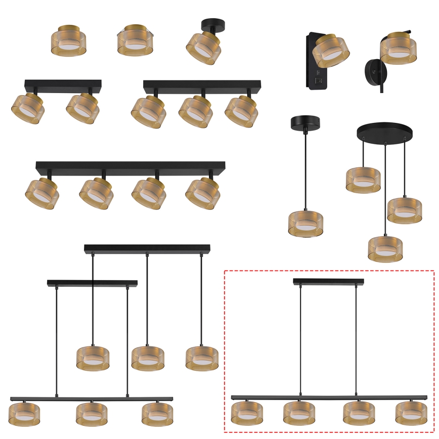 Brilagi - LED Pendelleuchte an einem Kabel AURA LUX 4xGX53/30W/230V schwarz/gold