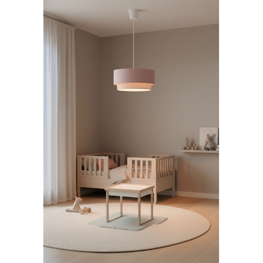 Brilagi - LED-Pendelleuchte an Kabel BOHO BOBO 1xE27/60W/230V Ø 40 cm rosa/creme