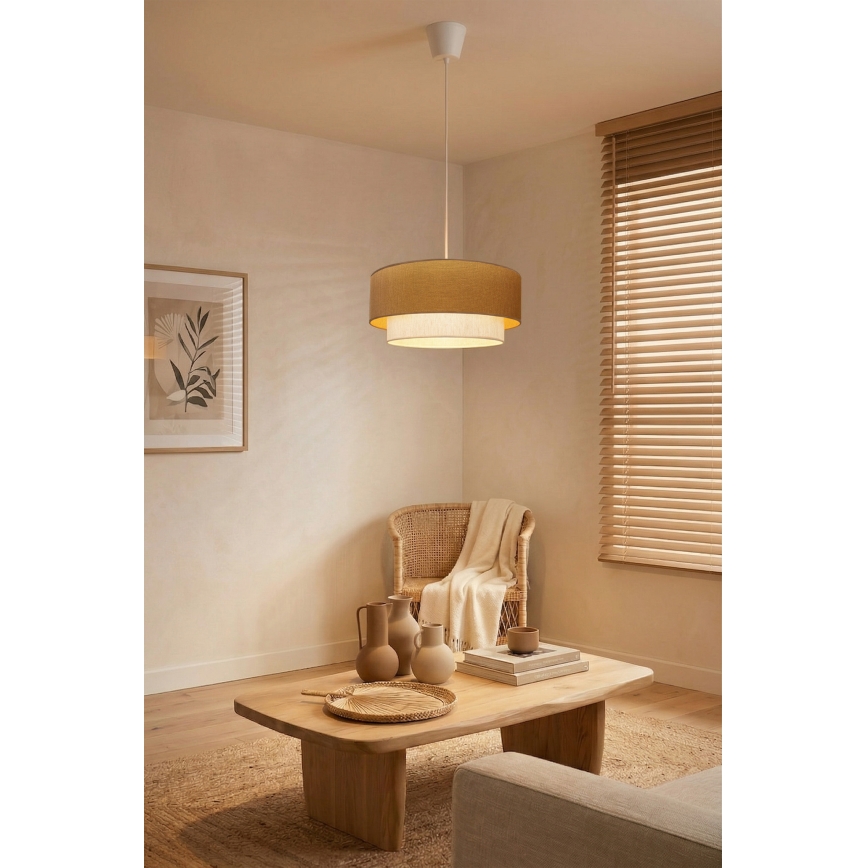 Brilagi - LED-Pendelleuchte an Kabel BOHO ECO 1xE27/10W/230V Ø 40 cm beige/creme