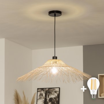 Brilagi - LED-Pendelleuchte an Kabel CERIA BOHO 1xE27/40W/230V  70 cm  Bambus | Beleuchtung.de