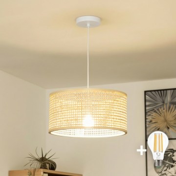 Brilagi - LED-Pendelleuchte an Kabel CERIA BOHO 1xE27/40W/230V Ø 40 cm Bambus
