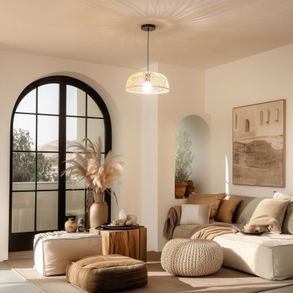 Brilagi - LED-Pendelleuchte an Kabel CERIA BOHO 1xE27/40W/230V Ø 40 cm Rattan