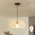 Brilagi - LED-Pendelleuchte an Kabel CERIA BOHO 1xE27/40W/230V Ø 60 cm Rattan