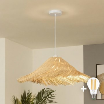 Brilagi - LED-Pendelleuchte an Kabel CERIA BOHO 1xE27/40W/230V Ø 70 cm Rattan