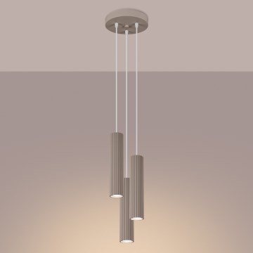 Brilagi - LED-Pendelleuchte an Kabel CRESTO 3xGU10/10W/230V taupe