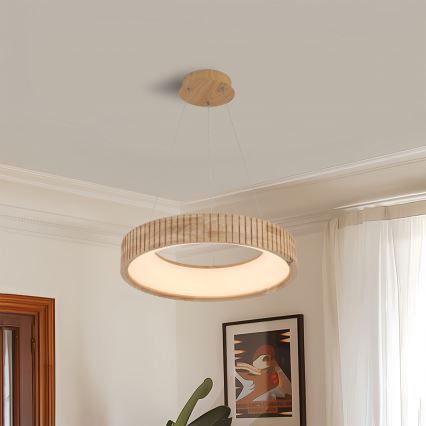 Brilagi - LED-Hängeleuchte an Kabel FALCON WOOD MODERN LED/30W/230V 3000/4000/6000K Ø 45 cm aus Holz
