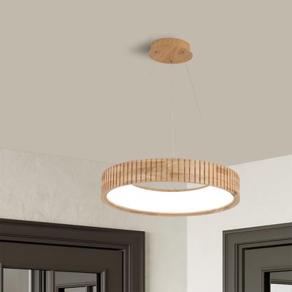 Brilagi - LED-Hängeleuchte an Kabel FALCON WOOD MODERN LED/30W/230V 3000/4000/6000K Ø 45 cm aus Holz
