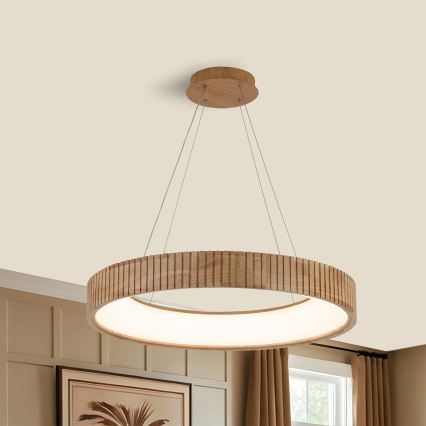 Brilagi - LED-Pendelleuchte mit Seilaufhängung FALCON WOOD MODERN LED/40W/230V 3000/4000/6000K Ø 60 cm Holz