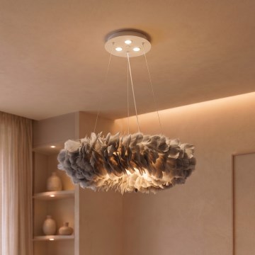 Brilagi - LED-Pendelleuchte an Kabel FEATHER 3xE27/40W/230V + 3xLED/3W Ø 50 cm grau
