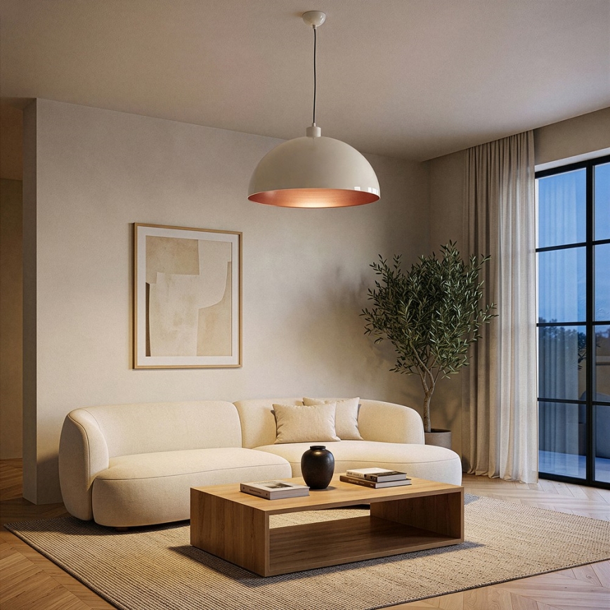 BRILAGI - LED-Pendelleuchte an Kabel METALO 1xE27/40W/230V Ø 40 cm beige/kupferfarben