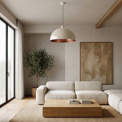 BRILAGI - LED-Pendelleuchte an Kabel METALO 1xE27/40W/230V Ø 40 cm beige/kupferfarben