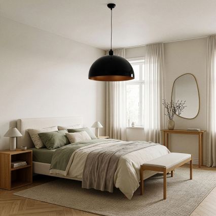 BRILAGI - LED-Pendelleuchte an Kabel METALO 1xE27/40W/230V Ø 40 cm schwarz/kupfer