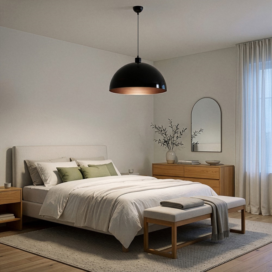 BRILAGI - LED-Pendelleuchte an Kabel METALO 1xE27/40W/230V Ø 40 cm schwarz/kupfer