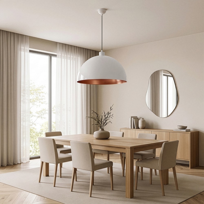 Brilagi - LED-Pendelleuchte an Kabel METALO 1xE27/40W/230V Ø 60 cm weiß/kupfer