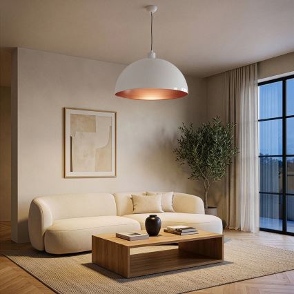Brilagi - LED-Pendelleuchte an Kabel METALO 1xE27/40W/230V Ø 60 cm weiß/kupfer