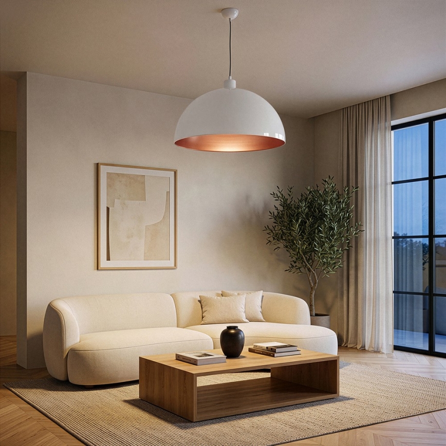 Brilagi - LED-Pendelleuchte an Kabel METALO 1xE27/40W/230V Ø 60 cm weiß/kupfer