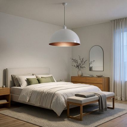 Brilagi - LED-Pendelleuchte an Kabel METALO 1xE27/40W/230V Ø 60 cm weiß/kupfer