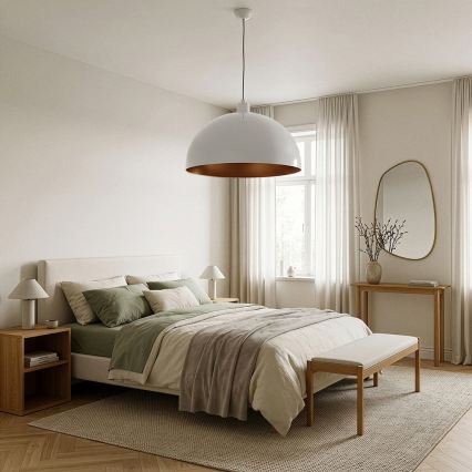 Brilagi - LED-Pendelleuchte an Kabel METALO 1xE27/40W/230V Ø 60 cm weiß/kupfer